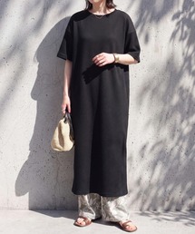 シワになりにくい ジャガード半袖ワンピース