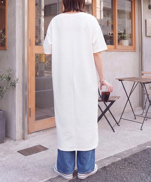 SELECT LEVERY（セレクトリベリー）の「シワになりにくい ジャガード半袖ワンピース（ワンピース・レディース・アイボリー/ブラック/チャコール・MEDIUM/LARGE）」の17枚目の写真