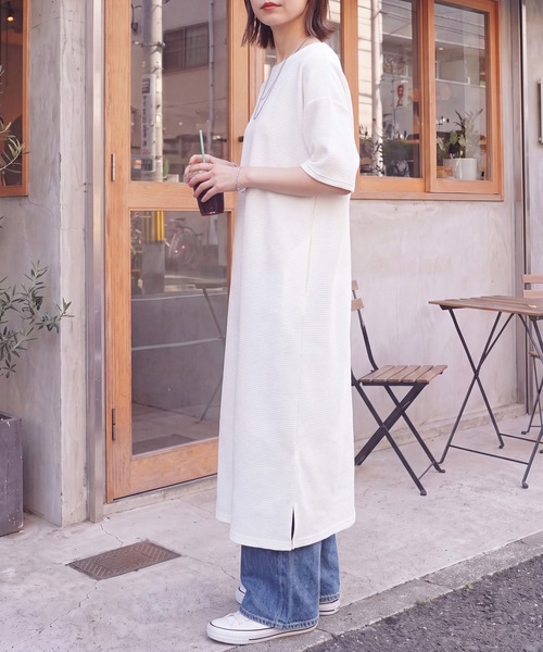 SELECT LEVERY（セレクトリベリー）の「シワになりにくい ジャガード半袖ワンピース（ワンピース・レディース・アイボリー/ブラック/チャコール・MEDIUM/LARGE）」の16枚目の写真