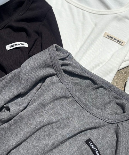 HONEY MI HONEY(ハニーミーハニー)の「honey logo u-neck t-shirt(Tシャツ/カットソー・レディース・ブラック/グレー/ホワイト・FREE)」の9枚目の写真
