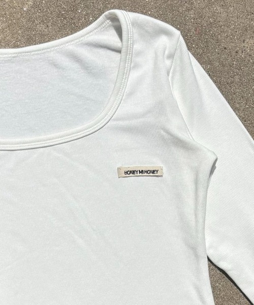 HONEY MI HONEY(ハニーミーハニー)の「honey logo u-neck t-shirt(Tシャツ/カットソー・レディース・ブラック/グレー/ホワイト・FREE)」の10枚目の写真