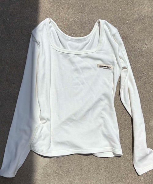 HONEY MI HONEY(ハニーミーハニー)の「honey logo u-neck t-shirt(Tシャツ/カットソー・レディース・ブラック/グレー/ホワイト・FREE)」の15枚目の写真