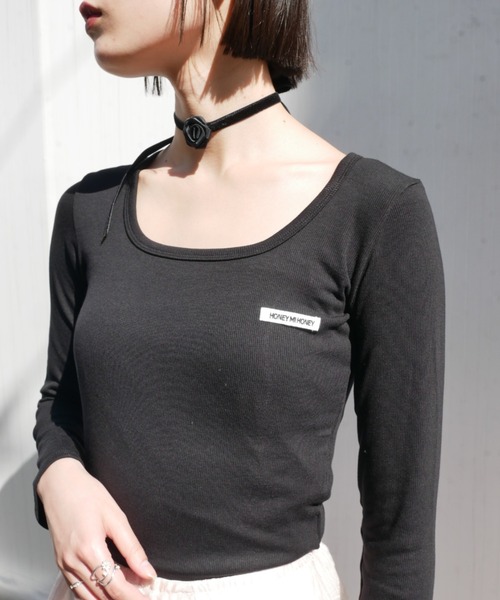 HONEY MI HONEY(ハニーミーハニー)の「honey logo u-neck t-shirt(Tシャツ/カットソー・レディース・ブラック/グレー/ホワイト・FREE)」の18枚目の写真