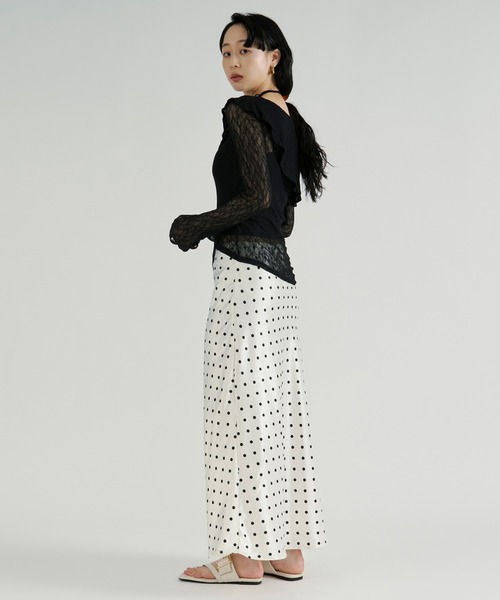Ezick(エジック)の「Dot satin skirt / ドットサテンスカート(スカート・レディース・ブラック/オフホワイト・FREE)」の14枚目の写真