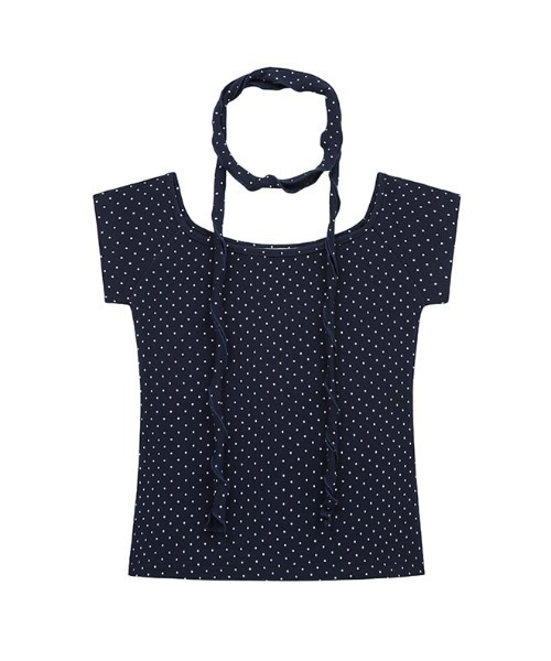 Midnight Move(ミッドナイトムーブ)の「A'GEM/9 × .kom 『MIDNIGHT MOVE/ミッドナイトムーブ』 off dot tee/オフドットトップス(Tシャツ/カットソー・レディース・ネイビー/ホワイト・FREE)」の16枚目の写真