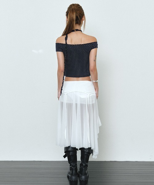 Midnight Move(ミッドナイトムーブ)の「A'GEM/9 × .kom 『MIDNIGHT MOVE/ミッドナイトムーブ』 off dot tee/オフドットトップス(Tシャツ/カットソー・レディース・ネイビー/ホワイト・FREE)」の12枚目の写真