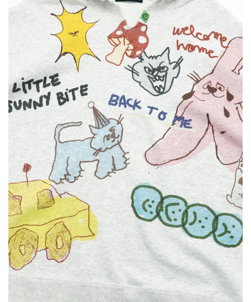 Little sunny bite(リトルサニーバイト)の「little sunny bite x Paula Grenouille doodle hoodie(パーカー・レディース・イエロー/ブルー/オートミール・SMALL/MEDIUM)」の9枚目の写真