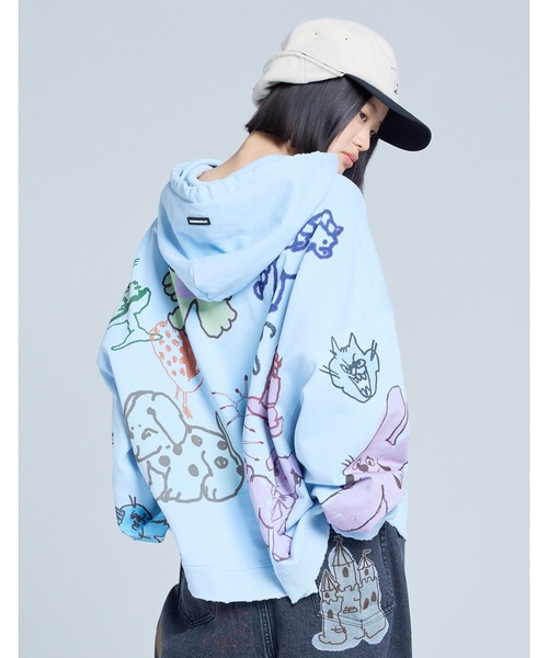 Little sunny bite(リトルサニーバイト)の「little sunny bite x Paula Grenouille doodle hoodie(パーカー・レディース・イエロー/ブルー/オートミール・SMALL/MEDIUM)」の21枚目の写真