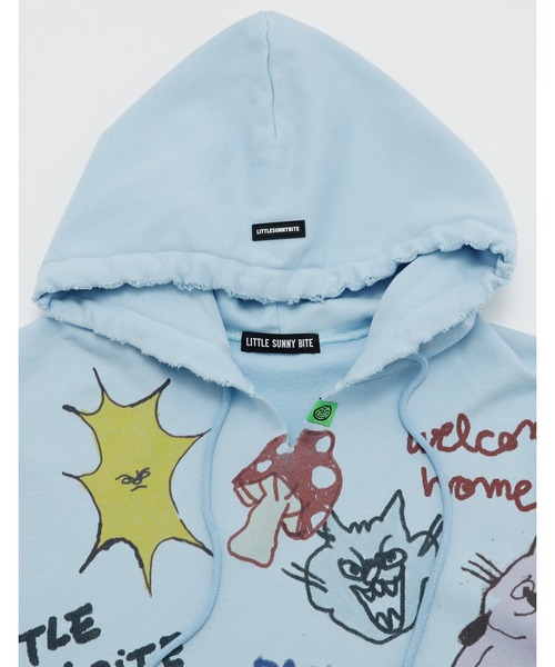 Little sunny bite(リトルサニーバイト)の「little sunny bite x Paula Grenouille doodle hoodie(パーカー・レディース・イエロー/ブルー/オートミール・SMALL/MEDIUM)」の22枚目の写真