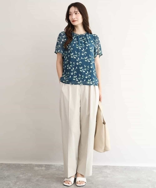 MK MICHEL KLEIN（エムケーミッシェルクラン）の「[洗える]リーフモチーフシフォンブラウス（シャツ/ブラウス・レディース・ネイビー/グリーン・38）」の18枚目の写真