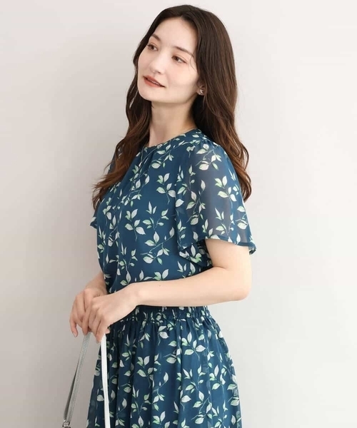 MK MICHEL KLEIN（エムケーミッシェルクラン）の「[洗える]リーフモチーフシフォンブラウス（シャツ/ブラウス・レディース・ネイビー/グリーン・38）」の22枚目の写真
