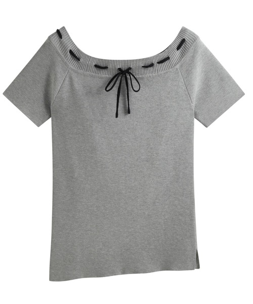 LUCPY（ラクピー）の「オフショルダーリボンリブトップス（その他トップス・レディース・グレー・X-LARGE/LARGE/MEDIUM/SMALL）」の5枚目の写真