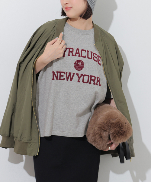 JOURNAL STANDARD relume(ジャーナルスタンダード レリューム)の「フロッキーロゴTEE(Tシャツ/カットソー・レディース・ボルドー/アイボリー/グレー/チャコールグレー・FREE)」の3枚目の写真