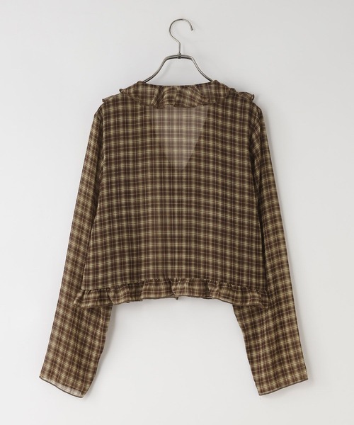 LOWRYS FARM(ローリーズファーム)の「チェックフリルブラウス 1049043(シャツ/ブラウス・レディース・レッド/ブラウン系その他5/ブラウン系その他・FREE)」の9枚目の写真