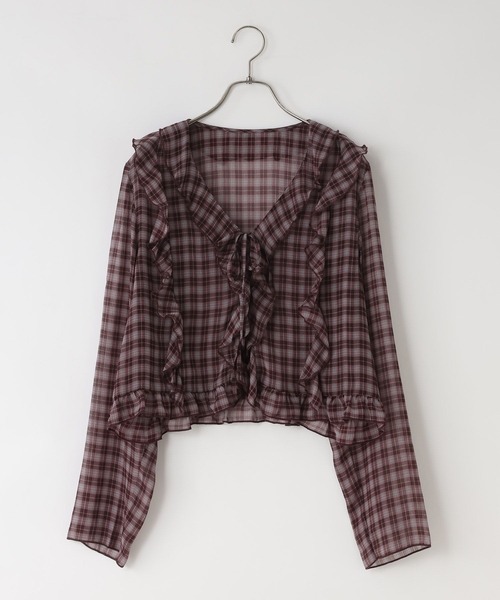 LOWRYS FARM(ローリーズファーム)の「チェックフリルブラウス 1049043(シャツ/ブラウス・レディース・レッド/ブラウン系その他5/ブラウン系その他・FREE)」の14枚目の写真