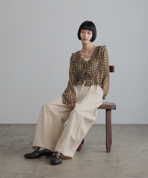 LOWRYS FARM(ローリーズファーム)の「チェックフリルブラウス 1049043(シャツ/ブラウス・レディース・レッド/ブラウン系その他5/ブラウン系その他・FREE)」の16枚目の写真