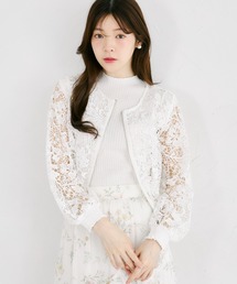 tocco closet | パールチャーム付きフラワーカットワークレースブルゾン(ブルゾン)