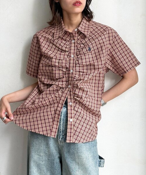 U.S. POLO ASSN.(ユーエスポロアッスン)の「シャーリング半袖シャツ(シャツ/ブラウス・レディース・レッド/ネイビー/ホワイト/イエロー・FREE)」の4枚目の写真