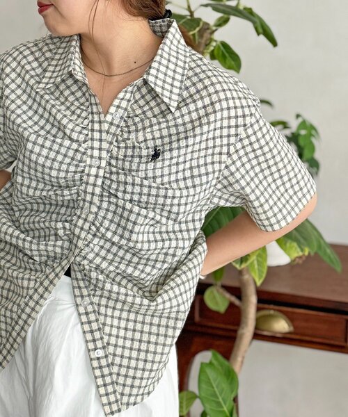 U.S. POLO ASSN.(ユーエスポロアッスン)の「シャーリング半袖シャツ(シャツ/ブラウス・レディース・レッド/ネイビー/ホワイト/イエロー・FREE)」の1枚目の写真