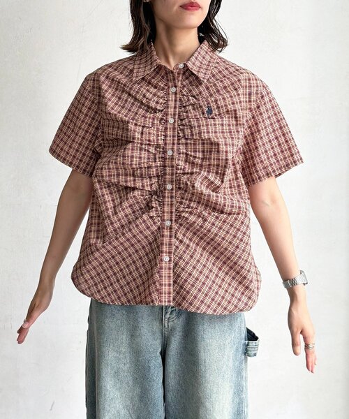 U.S. POLO ASSN.(ユーエスポロアッスン)の「シャーリング半袖シャツ(シャツ/ブラウス・レディース・レッド/ネイビー/ホワイト/イエロー・FREE)」の11枚目の写真