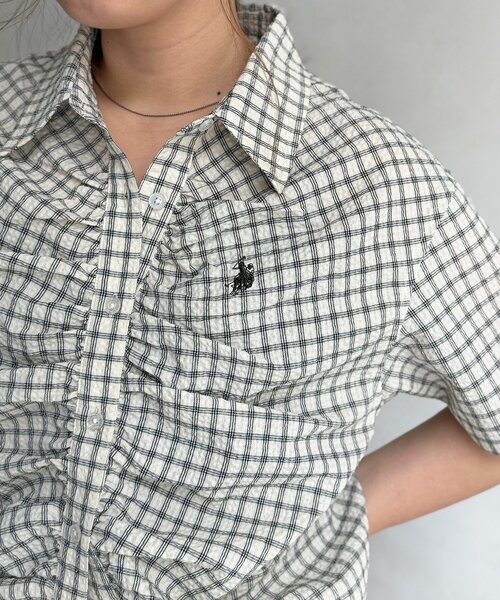 U.S. POLO ASSN.(ユーエスポロアッスン)の「シャーリング半袖シャツ(シャツ/ブラウス・レディース・レッド/ネイビー/ホワイト/イエロー・FREE)」の20枚目の写真