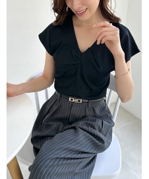 fifth(フィフス)の「フロントツイスト半袖カットソー(Tシャツ/カットソー・レディース・ホワイト/ブラック/ライトブルー・M)」の22枚目の写真