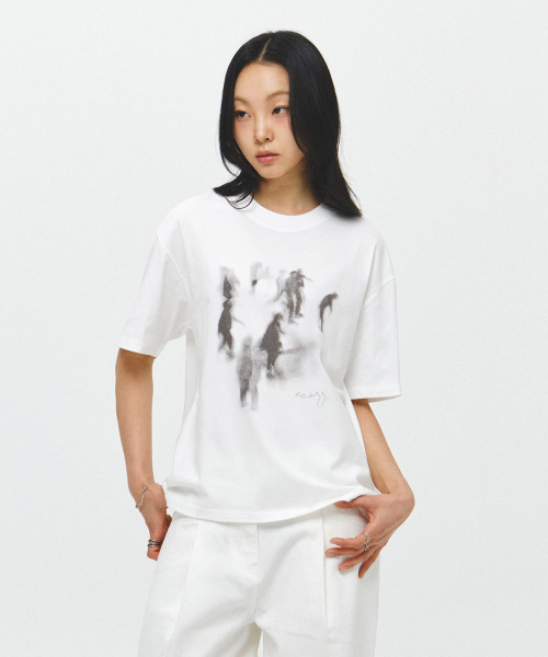 ECORR(エコル)の「ミラージュアートワーククロップ半袖Tシャツ_ホワイト(Tシャツ/カットソー・レディース・その他・M/L/XL)」の1枚目の写真