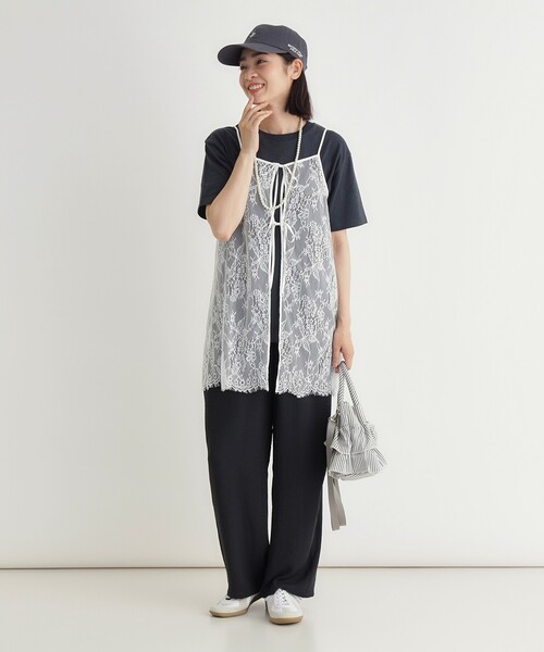 HONEYSUCKLE ROSE（ハニーサックルローズ）の「マエアキリボンレースキャミ（Tシャツ/カットソー・レディース・ブラック/ホワイト・05/04）」の7枚目の写真