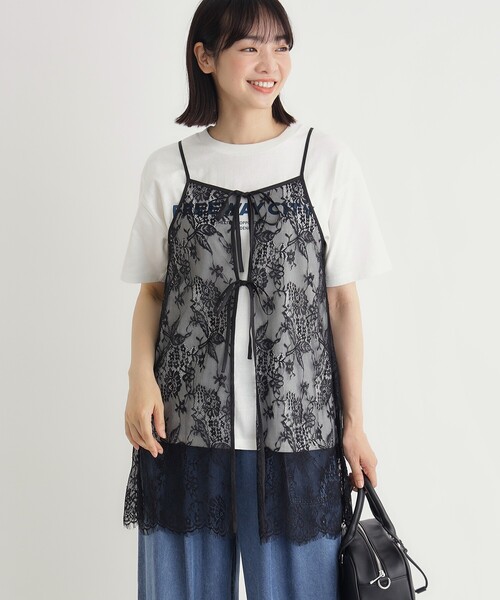 HONEYSUCKLE ROSE（ハニーサックルローズ）の「マエアキリボンレースキャミ（Tシャツ/カットソー・レディース・ブラック/ホワイト・05/04）」の8枚目の写真