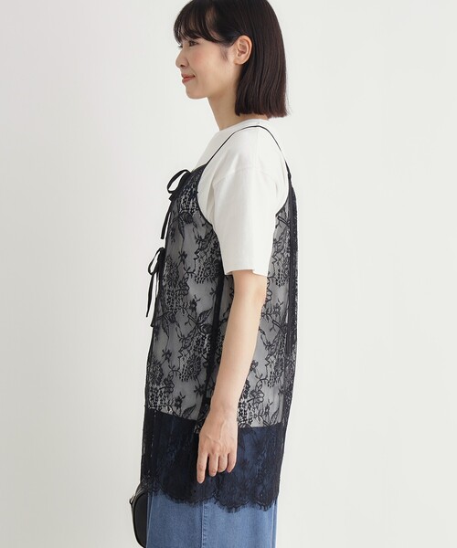 HONEYSUCKLE ROSE（ハニーサックルローズ）の「マエアキリボンレースキャミ（Tシャツ/カットソー・レディース・ブラック/ホワイト・05/04）」の9枚目の写真