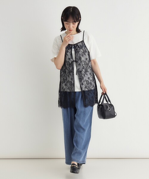HONEYSUCKLE ROSE（ハニーサックルローズ）の「マエアキリボンレースキャミ（Tシャツ/カットソー・レディース・ブラック/ホワイト・05/04）」の11枚目の写真