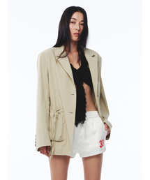 Shirring Pocket Blazer Beige
