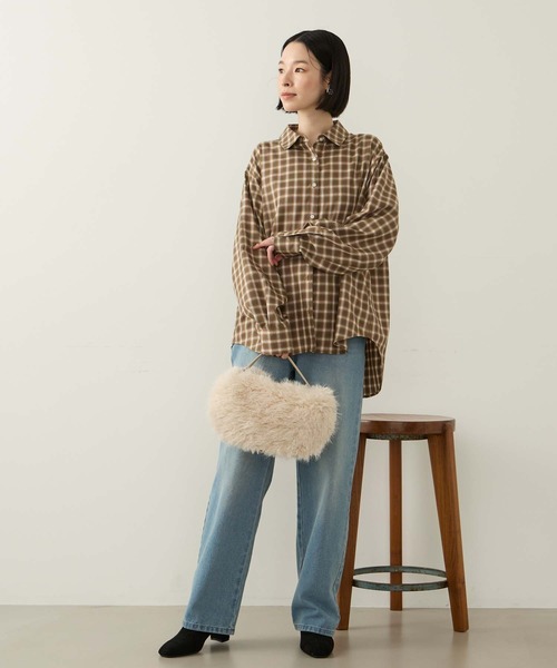 Aunely(オーネリー)の「【Aunely】 しわレスデイリーチェックシャツ<YOSOOIシリーズ>(シャツ/ブラウス・レディース・グレー/ブラウン/ブルー/ブラック/オレンジ・M/L)」の17枚目の写真