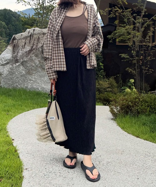 Aunely(オーネリー)の「【Aunely】 しわレスデイリーチェックシャツ<YOSOOIシリーズ>(シャツ/ブラウス・レディース・グレー/ブラウン/ブルー/ブラック/オレンジ・M/L)」の13枚目の写真