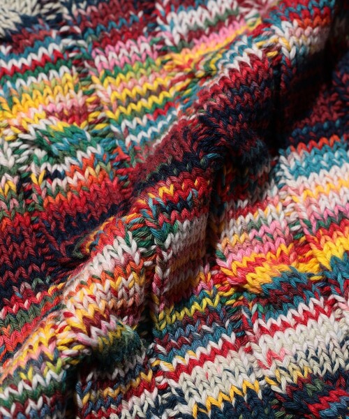 BEAMS PLUS(ビームスプラス)の「Cable Knit Vest Kasuri(ニット/セーター・メンズ・オレンジ/レッド/サックスブルー・S/M/L/XL)」の8枚目の写真