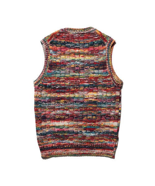 BEAMS PLUS(ビームスプラス)の「Cable Knit Vest Kasuri(ニット/セーター・メンズ・オレンジ/レッド/サックスブルー・S/M/L/XL)」の9枚目の写真