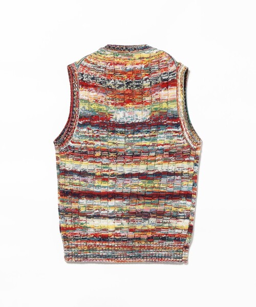 BEAMS PLUS(ビームスプラス)の「Cable Knit Vest Kasuri(ニット/セーター・メンズ・オレンジ/レッド/サックスブルー・S/M/L/XL)」の15枚目の写真
