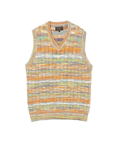 BEAMS PLUS(ビームスプラス)の「Cable Knit Vest Kasuri(ニット/セーター・メンズ・オレンジ/レッド/サックスブルー・S/M/L/XL)」の17枚目の写真
