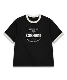 BEMIGHTY（ビーマイティー）の「アーチレタリングオーバーサイズリンガー半袖Tシャツ（Tシャツ/カットソー）」