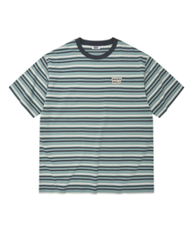 マルチストライプワッペン半袖Tシャツグリーン