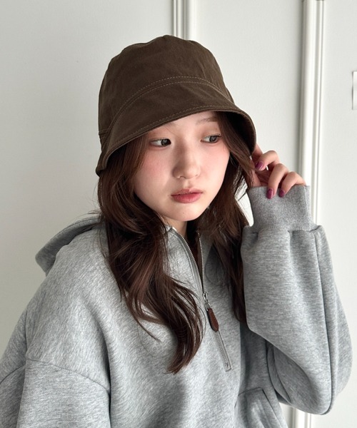 CLEA(クレア)の「ツイル起毛バケットハット(ニットキャップ/ビーニー・レディース・ブラック/ベージュ/カーキ/アイボリー・FREE)」の4枚目の写真
