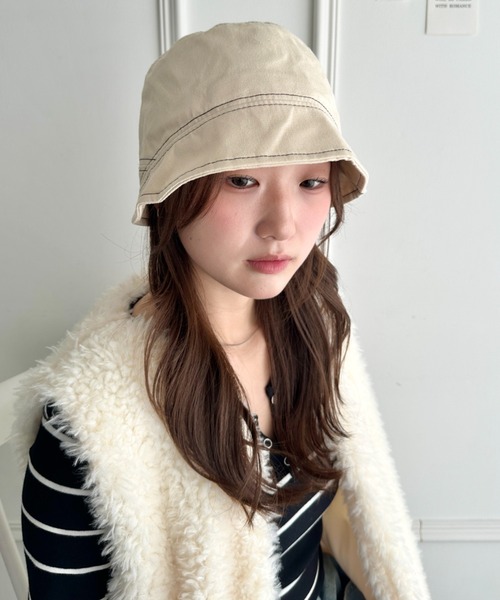 CLEA(クレア)の「ツイル起毛バケットハット(ニットキャップ/ビーニー・レディース・ブラック/ベージュ/カーキ/アイボリー・FREE)」の5枚目の写真