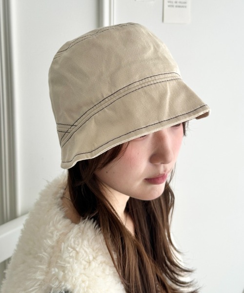 CLEA(クレア)の「ツイル起毛バケットハット(ニットキャップ/ビーニー・レディース・ブラック/ベージュ/カーキ/アイボリー・FREE)」の7枚目の写真