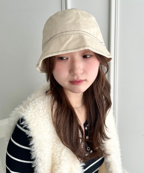 CLEA(クレア)の「ツイル起毛バケットハット(ニットキャップ/ビーニー・レディース・ブラック/ベージュ/カーキ/アイボリー・FREE)」の9枚目の写真