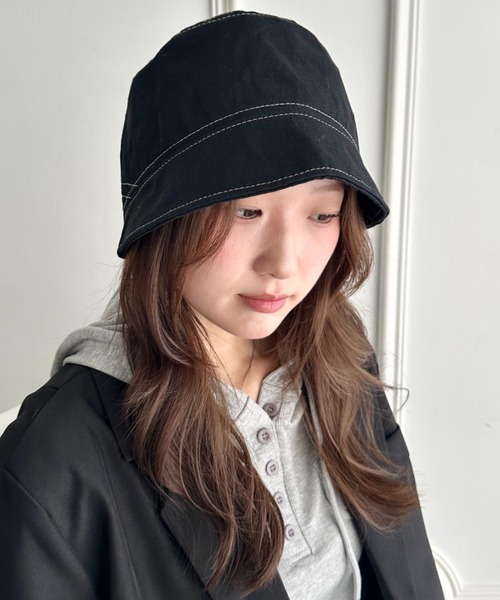 CLEA(クレア)の「ツイル起毛バケットハット(ニットキャップ/ビーニー・レディース・ブラック/ベージュ/カーキ/アイボリー・FREE)」の10枚目の写真