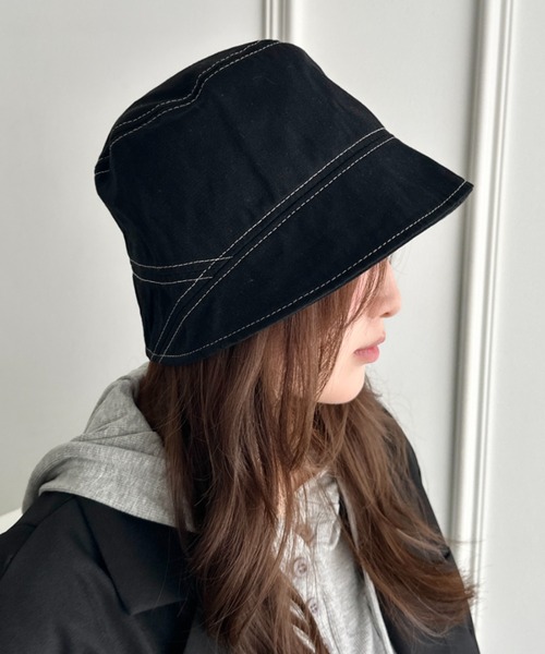 CLEA(クレア)の「ツイル起毛バケットハット(ニットキャップ/ビーニー・レディース・ブラック/ベージュ/カーキ/アイボリー・FREE)」の13枚目の写真