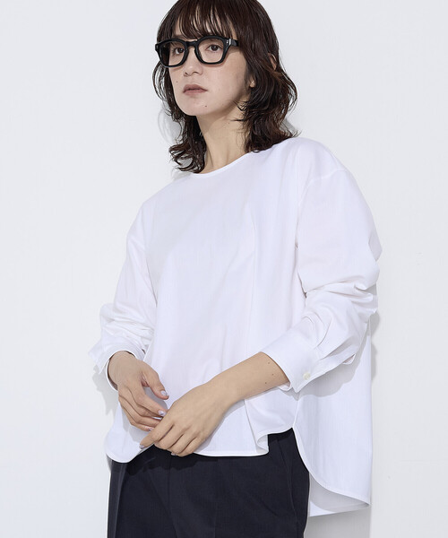 COMME CA Wardrobe（コムサワードローブ）の「〔 +サイズ 〕 トリコット ジャージーブラウス（シャツ/ブラウス・レディース・ホワイト/ライトグレー/ピンク・13号）」の2枚目の写真