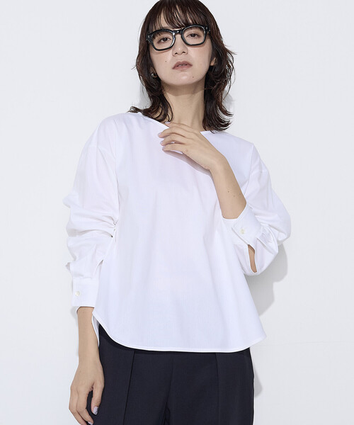 COMME CA Wardrobe（コムサワードローブ）の「〔 +サイズ 〕 トリコット ジャージーブラウス（シャツ/ブラウス・レディース・ホワイト/ライトグレー/ピンク・13号）」の7枚目の写真