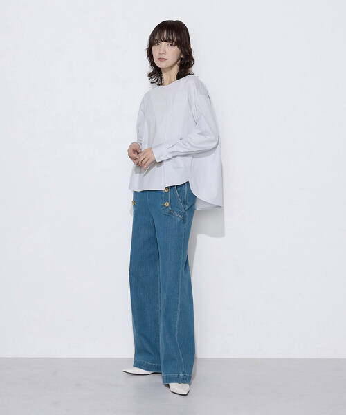 COMME CA Wardrobe（コムサワードローブ）の「〔 +サイズ 〕 トリコット ジャージーブラウス（シャツ/ブラウス・レディース・ホワイト/ライトグレー/ピンク・13号）」の10枚目の写真