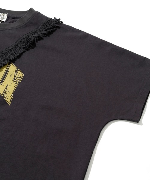 CUBE SUGAR(キューブシュガー)の「CUBE SUGAR/キューブシュガー 26/-天竺フリンジヤッコTEE(Tシャツ/カットソー・レディース・ホワイト/チャコールグレー・FREE)」の11枚目の写真
